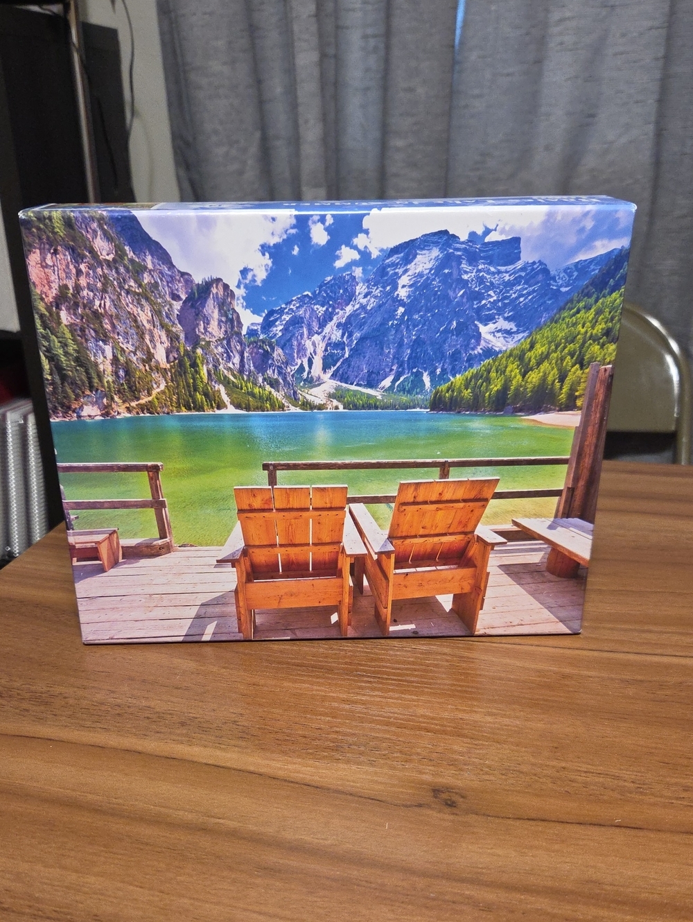 Scenic Mountain Lake Canvas Wall Art - Green Blue